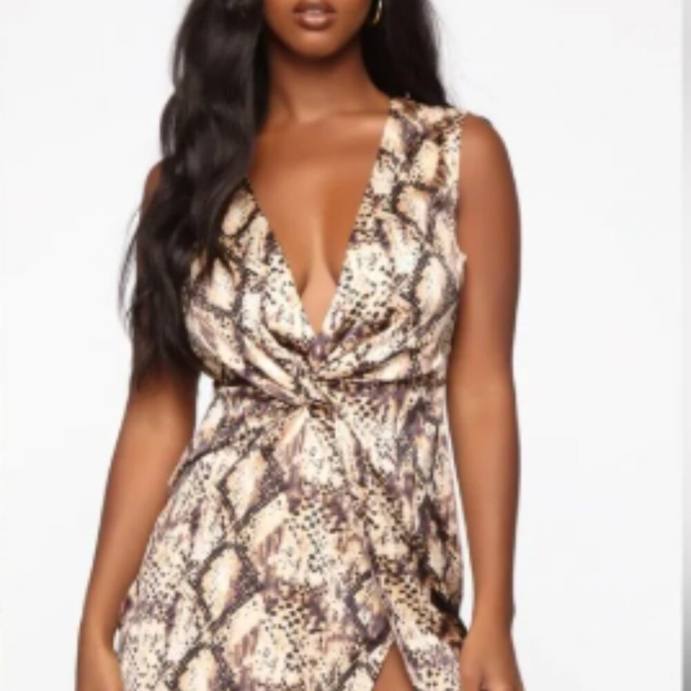 FASHION NOVA women's snakeskin-print mini dress size small
